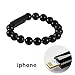 Asltoy Lightning Cable Magnetic Bracelet Charging Line USB Charging Cable Data Charging Cords Compatible with iPhone 7/6/6 Plus/5S Beads Hand Chain (IP Black)