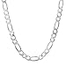 Italian Crafted 3.8mm 925 Sterling Silver Figaro Link Nickel Free Chain + Bonus Polishing Cloth