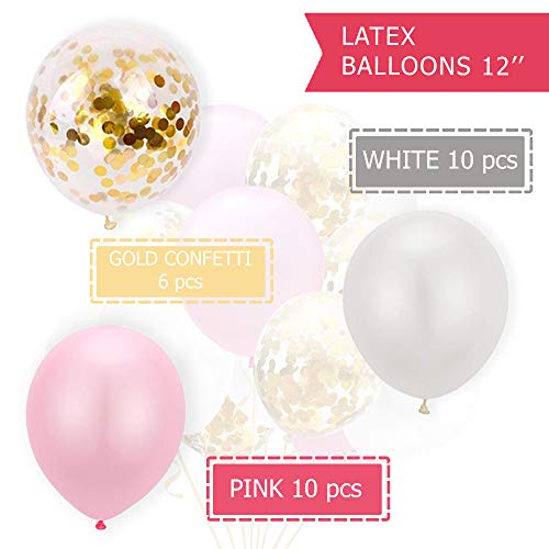 Unicorn Party Supplies Confetti-Balloons Pink-Gold
