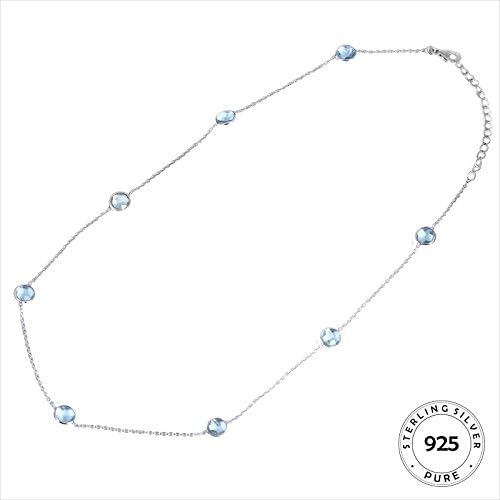 CHIMERA92.5 Sterling Silver Elegant and Designer Necklace Weaved Around Eight Beautiful Handpicked Natural Aquamarine Gemstone