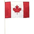 Canada Canadian Country 12x18 12"x18" 68D Woven Polyester Nylon Stick Flag On 24" Wooden Staff