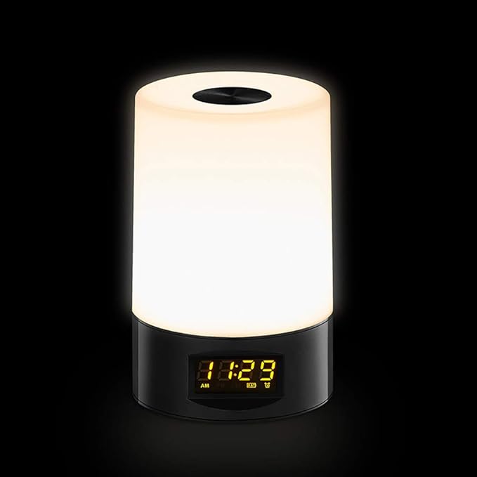 FGKING Wake-up Light Alarm Clock, LED Bedside Table Lampe, Dimmable Warm White Light wiederaufladbare Touch Bedside Table Lam