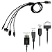 Multi USB Charger, Techoland High Quality 4 in 1 Charging Cable Adjustable Connector And Micro USB for iPhone 6, Plus, 5S, iPad, Tablets, iPod touch, Samsung Galaxy S5, Note 2 3 and Many More (Black)