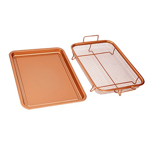 Click Here to See More Images Fityle Nonstick Oven Air Fryer Pan / Tray & Mesh Basket Set - Air Fryer (Low Oil)