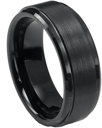 ANDESWF 8mm Black Matte Tungsten Rings with Comfort Fit Wedding Bands Wedding Rings for Men 13
