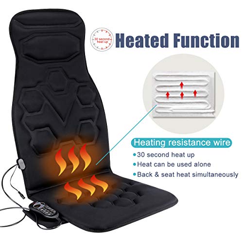 Relief Expert Car Seat Back Massager Chair Pad with 10 Motors, Heat, 5 Modes for Car, Home, Office