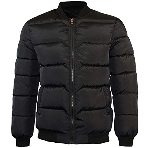Big Protion,Men's Warm Cotton Winter Solid Outwear Zipper Stand Collar Baseball Coat Tops - Thumbnail 3