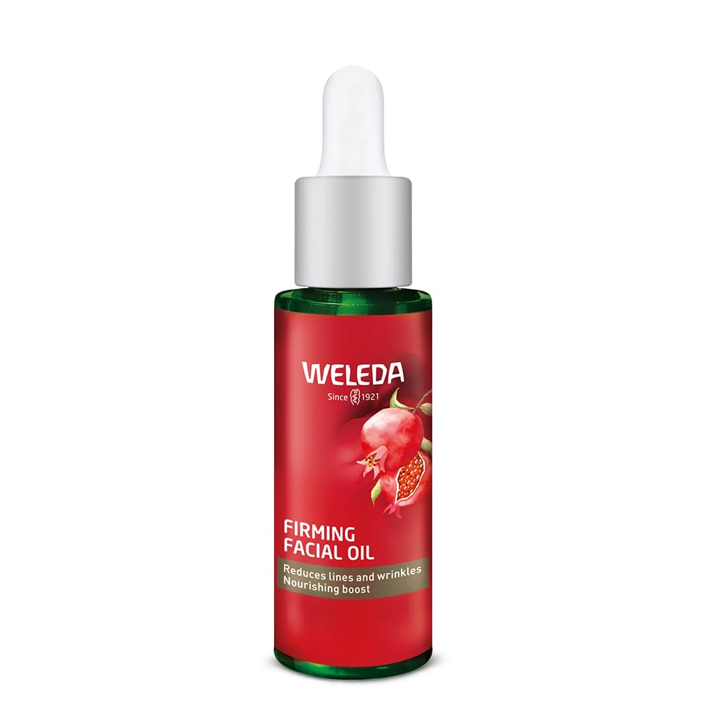 Weleda Firming Facial Oil with Pomegranate & Maca Peptides, Absorbs Quickly, Activates Cell Renewal, Reduces Lines & Wrinkles, Vegan, 30ml