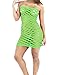 Xinkaishi Women's Sexy Light Neon Queen Tube Seamless Mesh Hole Mini Dress (Green)