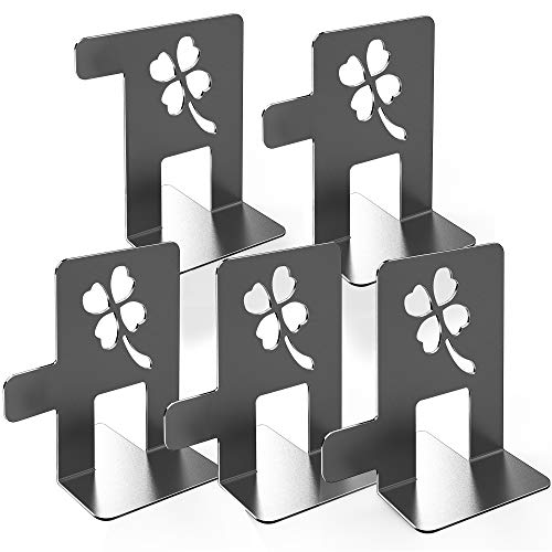 IPOW 5 Pack Bookends for Shelves Premium Heavy Duty Metal Book Ends for