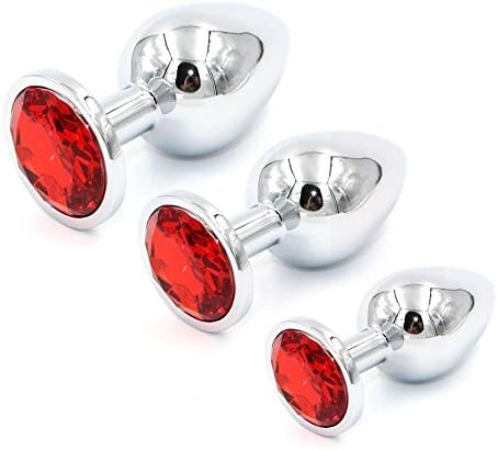 DAQNA 3Pcs/Size Stainless Steel Plug Anale Diamonds Design for Beginner(Red)