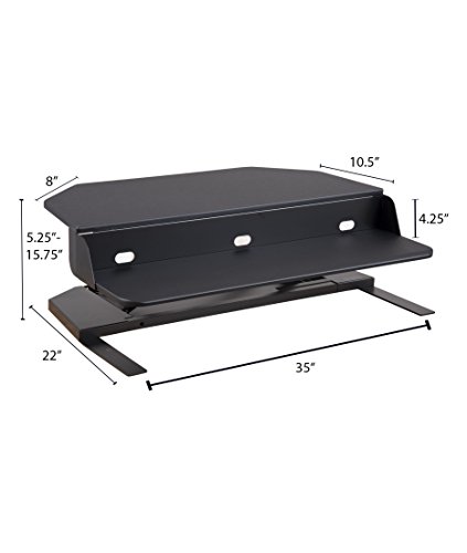 Stand Up Desk Store AirRise Corner Pro Two-Tier Standing Desk Converter/Sit Stand Desk - Turn Any Cubicle Into a Stand Up Desk/Adjustable Desk (Pneumatic Adjustment | 36" Wide | Black)