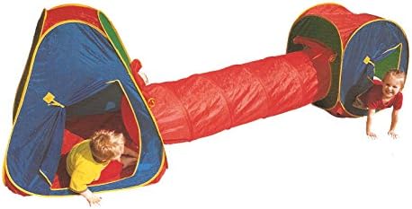 Pop up Play Tent 3pc Tunnel Adventure Set with Carry Bag Popup Open Fold Closed by Sid Trading