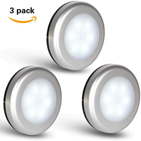 AOREAL LED Motion Night Light with Sensor Human Body Induction Lamp for Hallway, Pathway, Corridor, House Entrance, Basement Warm Colour(3 Pack) (Silver Cool White)
