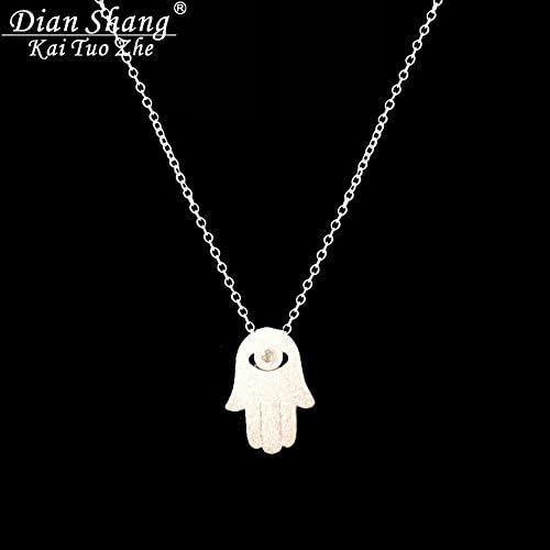 SILVER Maxi Collier Silver Gold Hand Charm Pendant Chain Hamsa Necklace Stainless Steel Jewish Jewelry for Women Christmas Gift