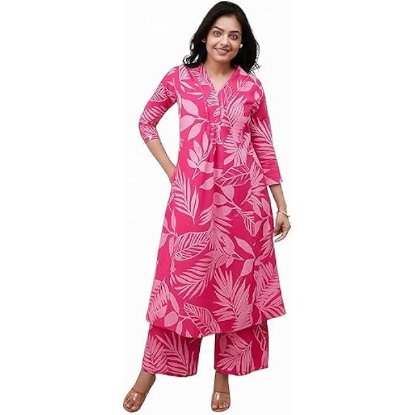Rytras Kurta Donna Rayon Viola Con Palazzo E Dupatta - Set Completo 3 Pezzi - 6