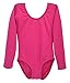 Dancina Leotard Long Sleeve Ballet Gymnastics Front Lined Cotton Bodysuit for Toddlers & Kids Ages 2-10