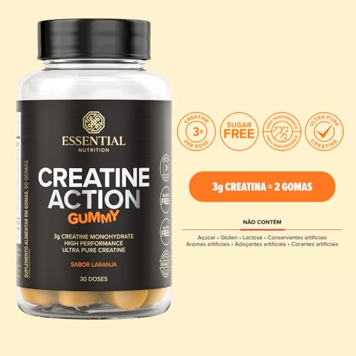 Creatina Creatine Action Gummy sabor Laranja - Essential Nutrition