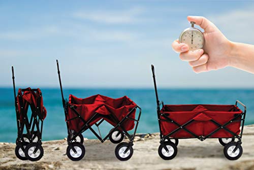 Mac Sports Collapsible Folding Outdoor Utility Wagon, Red (Renewed)