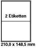 Pripa Etiketten 210x148mm - 2 Stück Pro A4 Blatt, 100 Blatt Grün