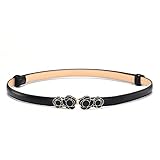 MoYoTo Womens Fashion Flower Buckle Skinny Leather Belts for Dresses Thin Waist Belt