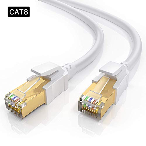 Cat8 Ethernet Cable 40FT, BUSOHE Shielded RJ45 LAN Internet Network Cable, 40Gbps 2000MHz Gigabit Patch Cord Wire for Modem, Router, PS3, PS4, Xbox (White) - Thumbnail 7