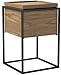 Amazon Brand – Rivet Axel Lid Storage Wood and Metal Side End Table Nightstand, Walnut