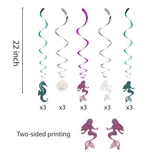 30 Ct Mermaid Hanging Swirl Decorations Under The Sea Party