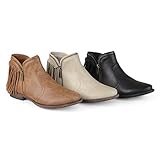 Brinley Co. Womens Fringed Almond Toe Riding Booties