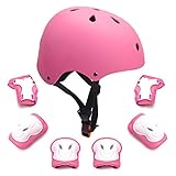 Kids Protective Gear Set Toddler Kids Bike Helmet Knee Elbow Pads Wrist Guards Pads for 3-8 Years Boys Girls Child Skateboard Rollerblading Cycling Scooter Hoverboard Sports Protective Gear Set 7Pcs