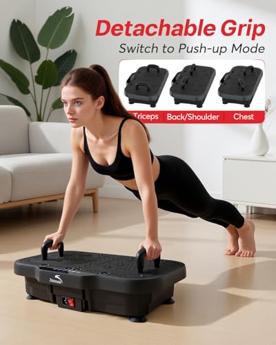 Vibration Plate Exercise Machine with Handles, 2026 Upgrade Motor 8000 Vibrations/min & Extra Larger Vibrating Plate, 400lbs Power Plate, 200 Speed Levels, 5Modes, Bluetooth, Quiet, for Weight Loss