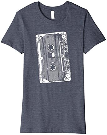 Womens Old School Vintage Cassette Tape T-Shirt Music Hip Hop Rock Small Heather Blue