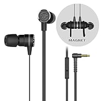 LFOEwpp7 in-Ear Earphone, Wired Magnetic PC Phone Gaming Headset with Mic Black