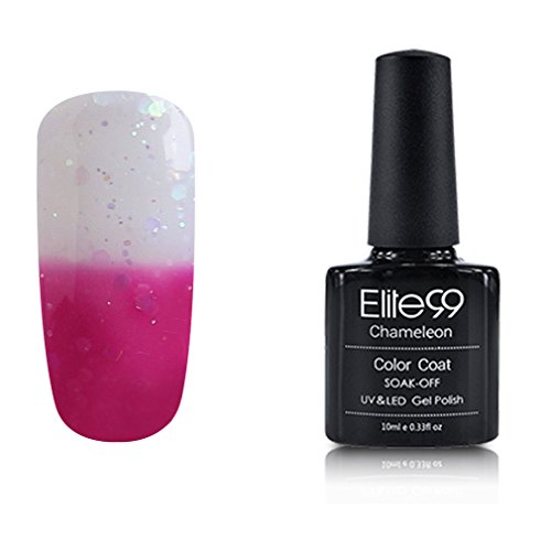 Elite99 Chameleon Temperature Color Changing Gel Nail Polish Soak Off UV LED Nail Art Lacquers 10ml Medium Violetred - Clear Pink