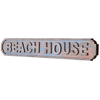 Beach House Sign Wooden Beach Themed Framed Wall Art Decor for Home Rustic Vintage Summer Ocean Large Hanging Decorative… 41jPegJPKKL