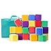 Milliard Soft Foam Blocks, Jumbo Size, for Stacking Sorting and Building, 24 4-inch Cubes with Removable Covers and Carry Bag