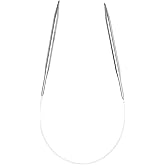 Circular Knitting Needles 16 Inch (40cm), Stainless Steel Round Metal Needle for DIY Knitting, Handmade Projects, Craft Yarn Work (White-US 8 (5mm))
