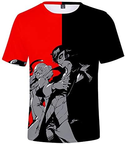 Khfkerojr Persona 5 T-Shirt Couple Fashion Short Sleeve T-Shirt Cotton Top
