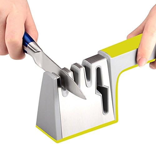 Knife Scissors Sharpener 4-in-1 Function, CozUP Professional Sharpening System for Kitchen Ceramic &amp; Steel Knives (4-in-1)