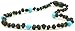 Unpolished Amber Teething Necklace with Turquoise Beads - 12.6 Inches - Baltic Amber Land - Raw Cherry Certified Baltic Amber Beads - Knotted - Screw Clasp