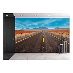 Beautiful Image of Empty Asphalt Road Through Field - Removable Wall Mural | Self-Adhesive Large Wallpaper - 66x96 inches