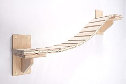 Goldtatze Set Katzen Hängebrücke Premium Holz Natur