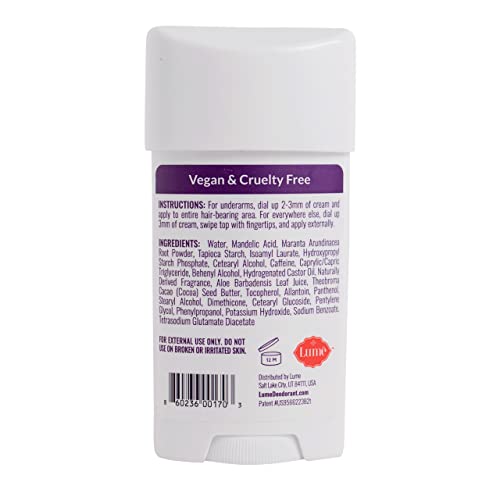 Lume Whole Body Deodorant Invisible Cream Stick 72 Hour Odor Control Aluminum Free, Baking