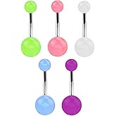 Pierced Owl Set of Five 14GA Glow in the Dark Acrylic Belly Button Rings