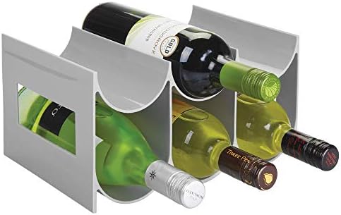 Mdesign Plastic Free Standing Water Bottle And Wine Rack Storage Organizer For Kitchen Countertops Pantry Fridge Bpa Free 2 Tiers Holds 6 Bottles Pack Of 1 Grey 04473mdkeu Buy Online At