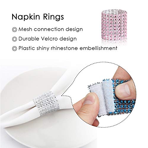 Napkin Rings, 50 Pack Plastic Gold Napkin Rings Silver Napkin Rings Buckles DIY Napkin Rings Bling Napkin Rings for Table, Desk, Wedding, Party, Dinner Decoration (Gold, Silver, Pink, Blue, Purple) - Thumbnail 2