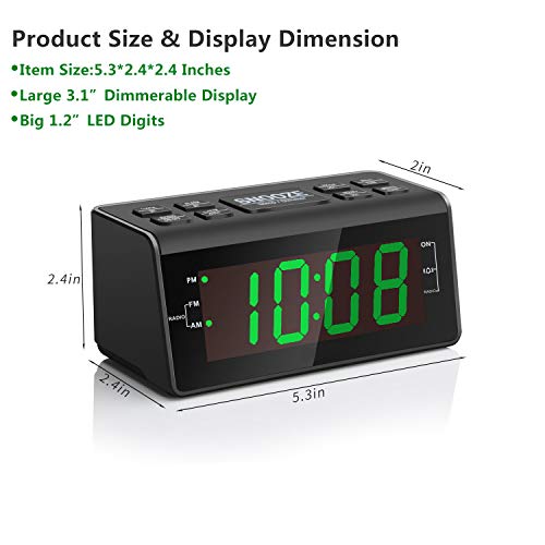 Jingsense Digital Alarm Clock Radio with AM/FM Radio, 1.2” Big Digits