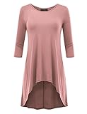 BIADANI Women Hi-Low 3/4 Sleeve Tunic Top Pink XX-Large