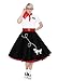 Hip Hop 50's Shop 1950s Adult 4 Piece Poodle Skirt Costume Outfit for Women with Accessories (glasses, socks, scarf) (3XLarge/4XLarge, Black w/Red)