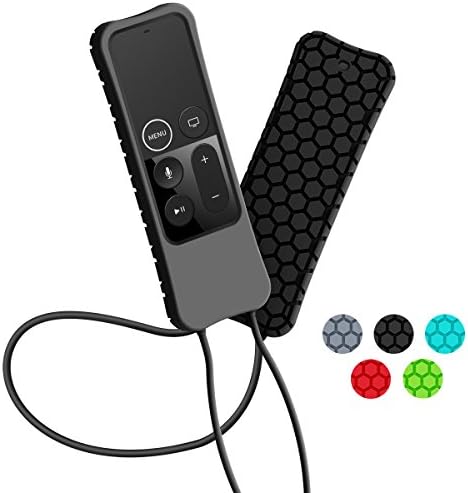 Sahiyeah Case Compatible for Apple TV Remote,Soft Light Weight Anti Slip Waterproof Shockproof Silicone Protective Case Cover with Anti-Drop Strap for Apple TV 4K / 4th Gen Remote Controller,Black